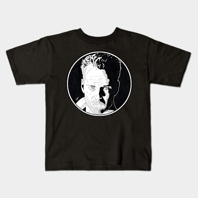 JOHN McCLANE - Die Hard (Circle Black and White) Kids T-Shirt by Famous Weirdos